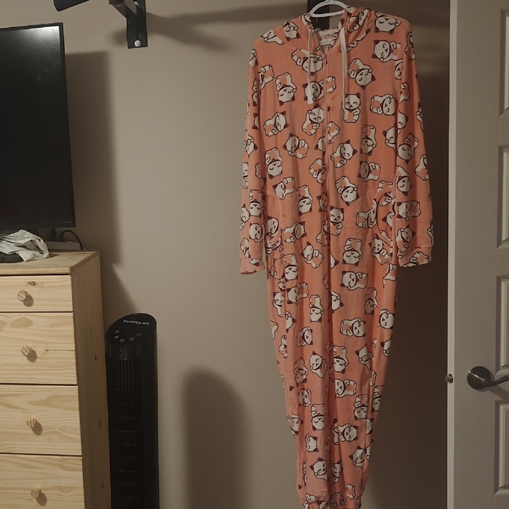 Forever 21 Pink Cartoon Print Pajama Onesie